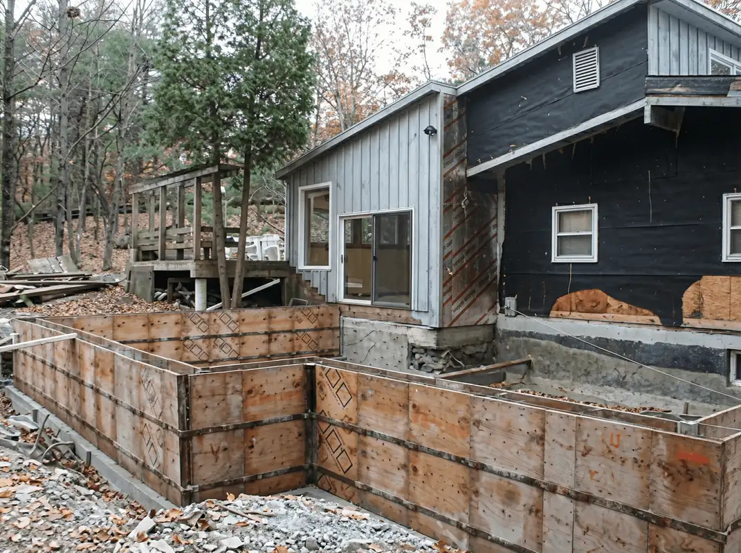Prepared site with foundation forms for home remodeling and addition project in Omaha, NE